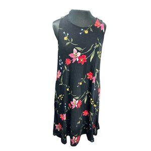 Old Navy Black Sleeveless Floral Print Dress M